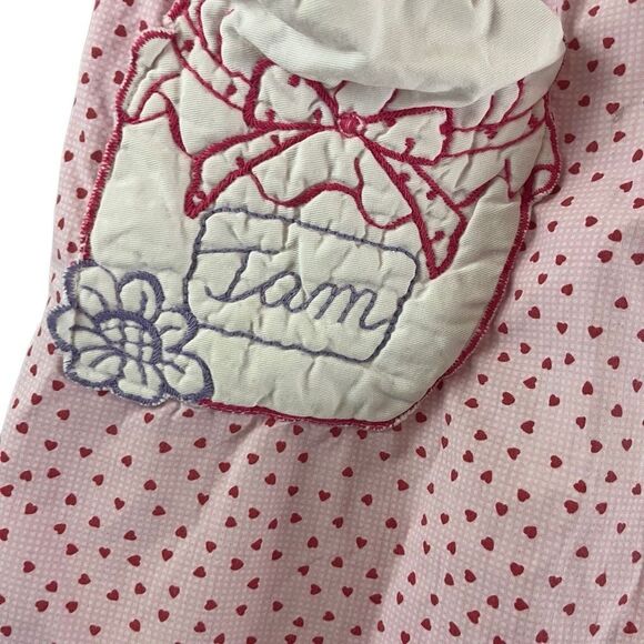 Vtg 80s Artistic Fantasy Gingham Heart Print Pearl Snap Robe Dress Jam Jar Pocke - Picture 3 of 11